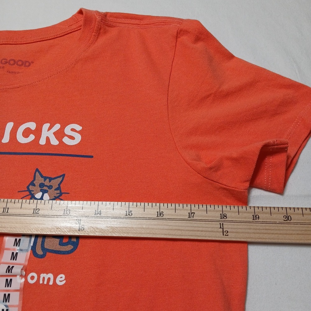 NWT! Life is Good Women's Size Medium Tabby Cat Tricks Crusher Tee Mango Orange - Picture 7 of 8